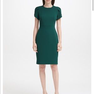Calvin Klein green tulip-sleeve sheath dress size2